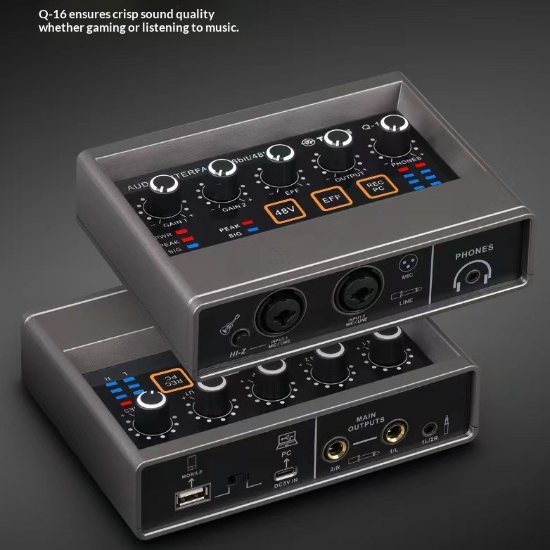 Song With Musical Instrument - Professionelle Aufnahme-Soundkarte mit DSP-Reverb, 48V, für