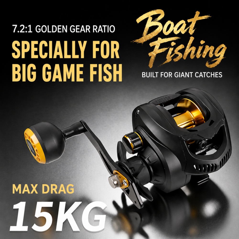 Ocean Drum Wave - 7,2:1 Hochleistungs-Baitcasting-Rolle 15kg Max Bremskraft 18+1BB