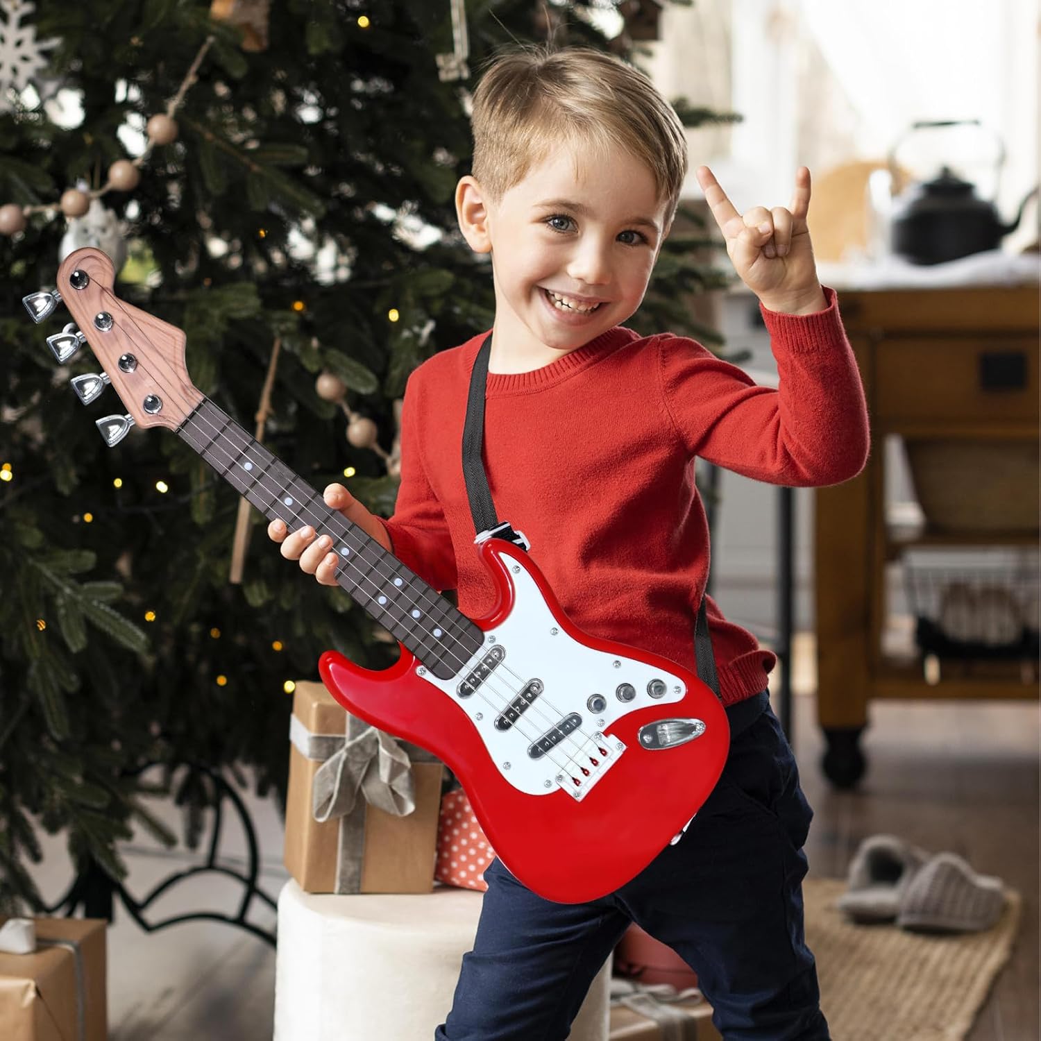 Musical Instrument Strings - E-Gitarrenspielzeug für Kinder – 4-saitiges multifunktionales