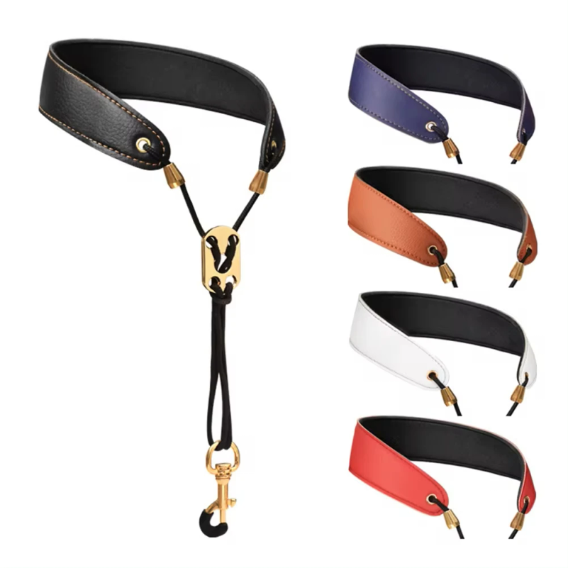 Musical Instrument Lyre - Leder-Saxophonriemen, Saxophon-Lanyard, Nackengurt, Schutzriemen für Sopran-,