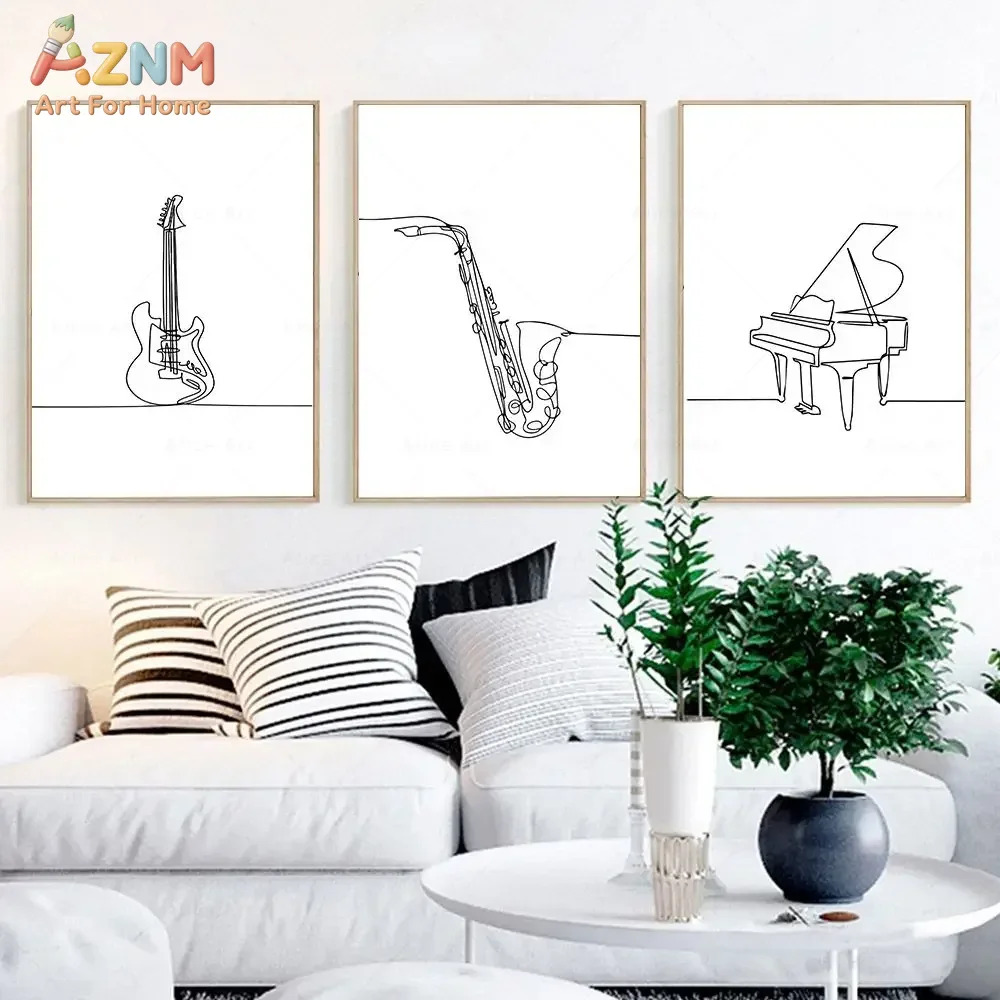 AZNM Minimalistische Einlinien – Musical Instrument In Drawing Bewertung und Preis